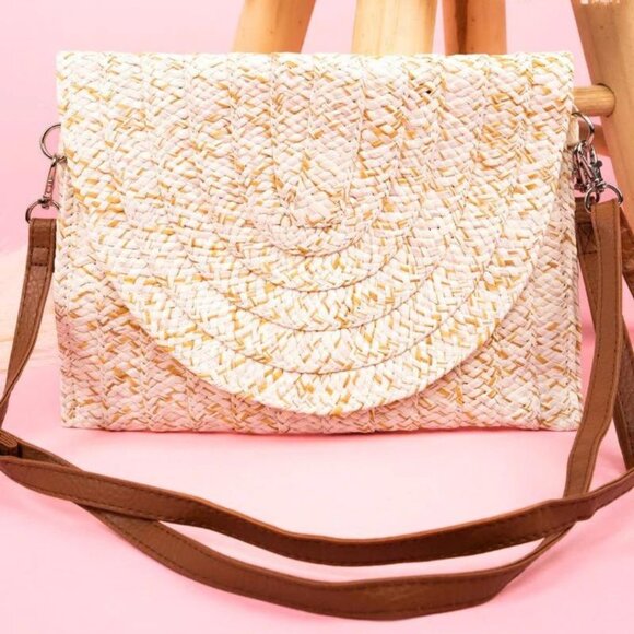 Straw Woven Convertible Clutch Crossbody Bag Handbag Purse NWT - Picture 1 of 6